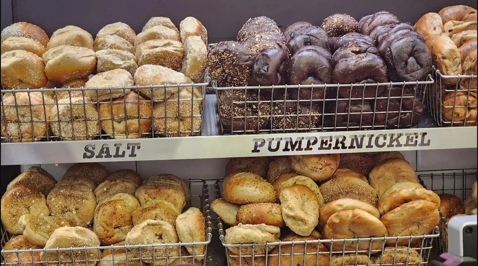 Baskets filled with assorted fresh bagels