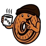 The Middle Village Bagels mascot holding his morning coffee